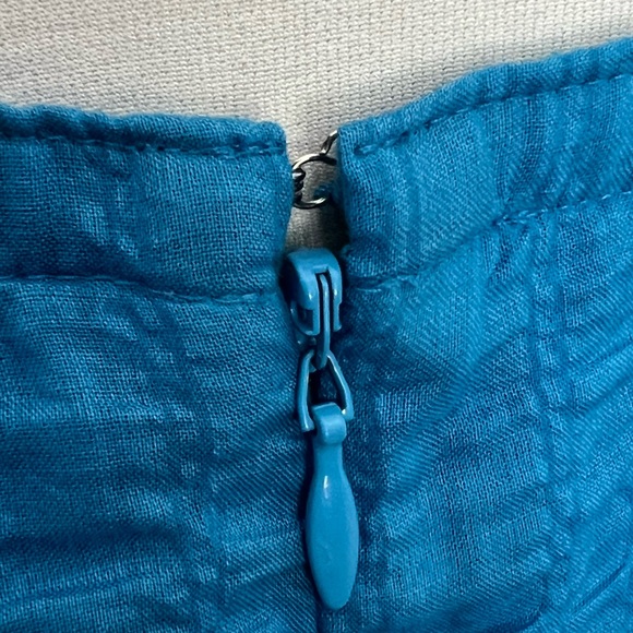 Strapless cyan blue lightweight textured dress - Picture 2 of 7